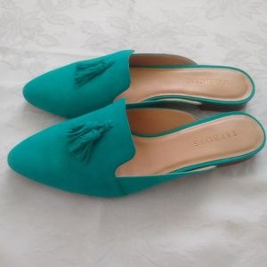 Talbots suede leather mules tassels Made in Brazil